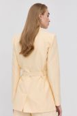 Льняний жакет Patrizia Pepe колір жовтий однобортний однотонна