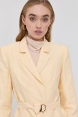 Льняний жакет Patrizia Pepe колір жовтий однобортний однотонна