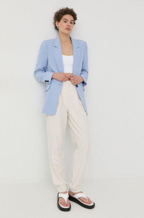 Піджак Bruuns Bazaar однобортний однотонна колір блакитний