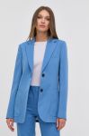 Вовняний піджак Victoria Beckham однобортний однотонна колір блакитний