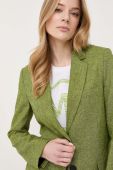 Льняний жакет MICHAEL Michael Kors колір зелений однобортний однотонна
