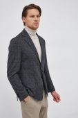 Піджак з домішкою вовни Boss чоловічий колір сірий