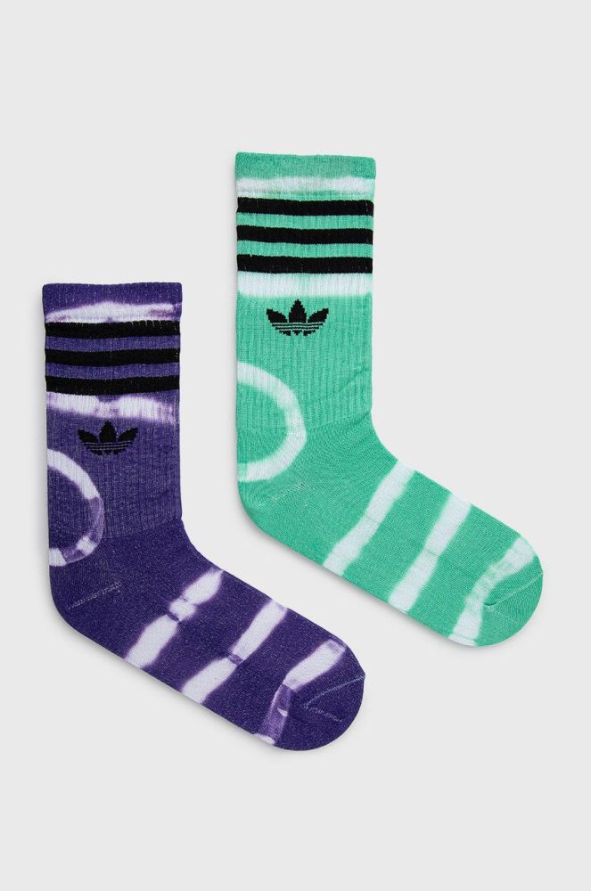 Шкарпетки adidas Originals (2-pack) жіночі колір зелений HC9538-HIRGR/PURP