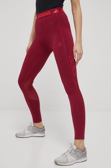 Легінси для тренувань adidas Performance Tech Fit 3 Bar HD1986 жіночі колір бордовий з принтом