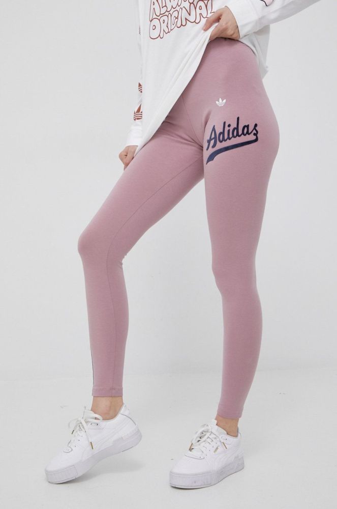 Легінси adidas Originals HD9775 жіночі колір рожевий з аплікацією