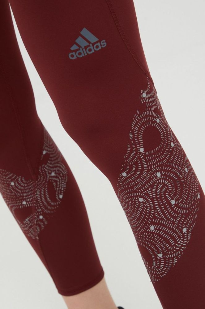 Легінси для бігу adidas Performance Own The Run HB9238 жіночі колір бордовий з принтом фото 4