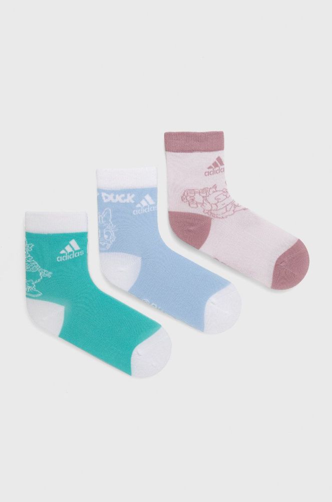 adidas - Дитячі шкарпетки (3-pack) H44304 колір фіолетовий