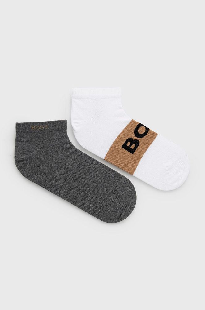 Шкарпетки BOSS (2-pack) чоловічі колір сірий (2191871)