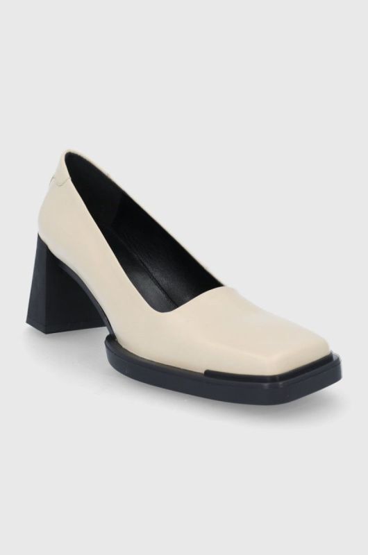 Шкіряні туфлі Vagabond Shoemakers Edwina колір бежевий каблук блок фото 2