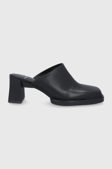 Шкіряні шльопанці Vagabond Shoemakers Edwina жіночі колір чорний каблук блок Шкіряні шльопанці Vagabond Shoemakers Edwina жіночі колір чорний каблук блок