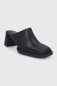 Шкіряні шльопанці Vagabond Shoemakers Edwina жіночі колір чорний каблук блок Шкіряні шльопанці Vagabond Shoemakers Edwina жіночі колір чорний каблук блок