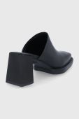Шкіряні шльопанці Vagabond Shoemakers Edwina жіночі колір чорний каблук блок Шкіряні шльопанці Vagabond Shoemakers Edwina жіночі колір чорний каблук блок