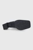 Шкіряні шльопанці Vagabond Shoemakers Edwina жіночі колір чорний каблук блок Шкіряні шльопанці Vagabond Shoemakers Edwina жіночі колір чорний каблук блок