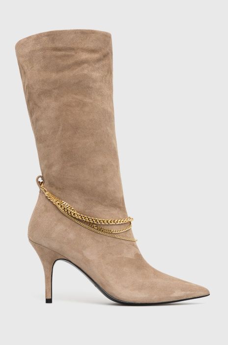 Замшеві черевики Miss Sixty жіночі колір бежевий на шпильці Замшеві черевики Miss Sixty жіночі колір бежевий на шпильці