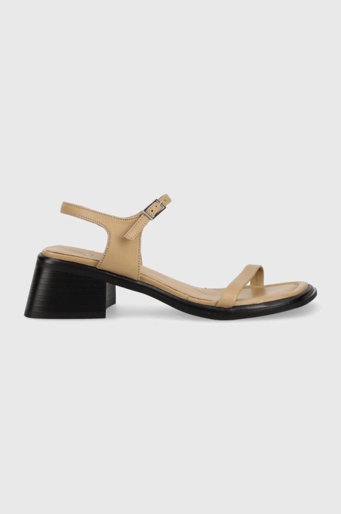 Шкіряні сандалі Vagabond Shoemakers INES жіночі колір бежевий каблук блок