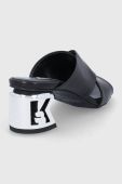 Шкіряні шльопанці Karl Lagerfeld K-blok жіночі колір чорний каблук блок Шкіряні шльопанці Karl Lagerfeld K-blok жіночі колір чорний каблук блок