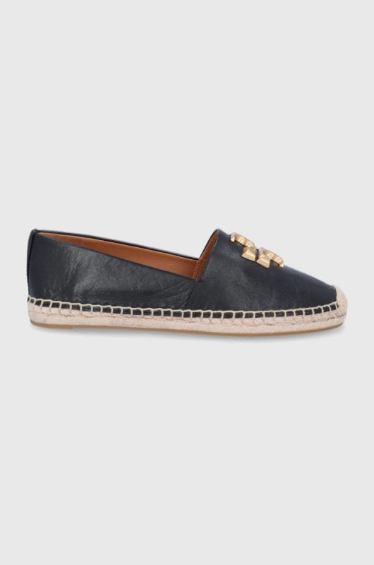 Шкіряні еспадрилі Tory Burch Eleanor Espadrille колір чорний