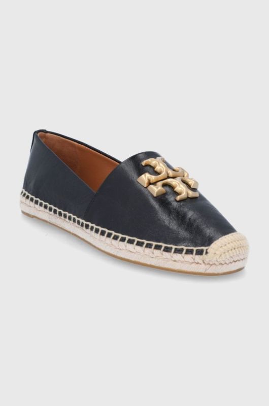 Шкіряні еспадрилі Tory Burch Eleanor Espadrille колір чорний фото 2