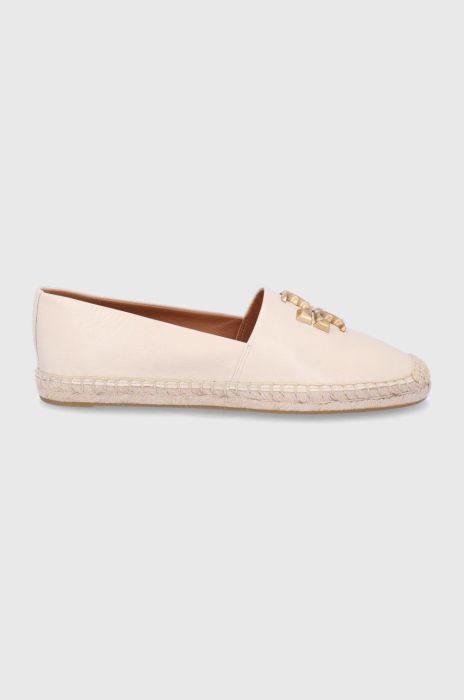 Шкіряні еспадрилі Tory Burch Eleanor Espadrille колір бежевий