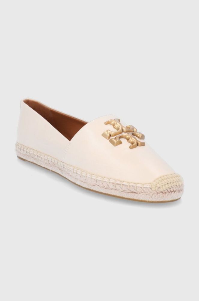 Шкіряні еспадрилі Tory Burch Eleanor Espadrille колір бежевий фото 2