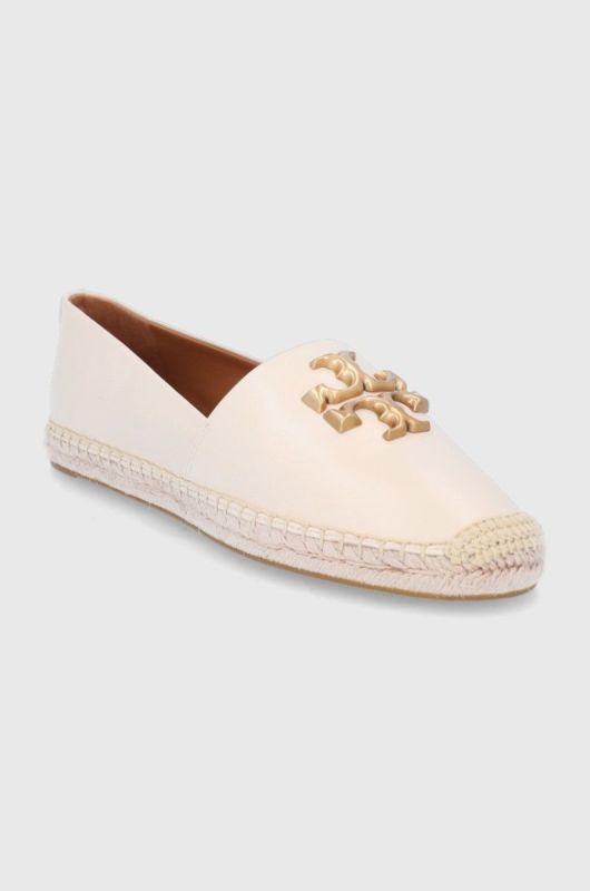 Шкіряні еспадрилі Tory Burch Eleanor Espadrille колір бежевий фото 2