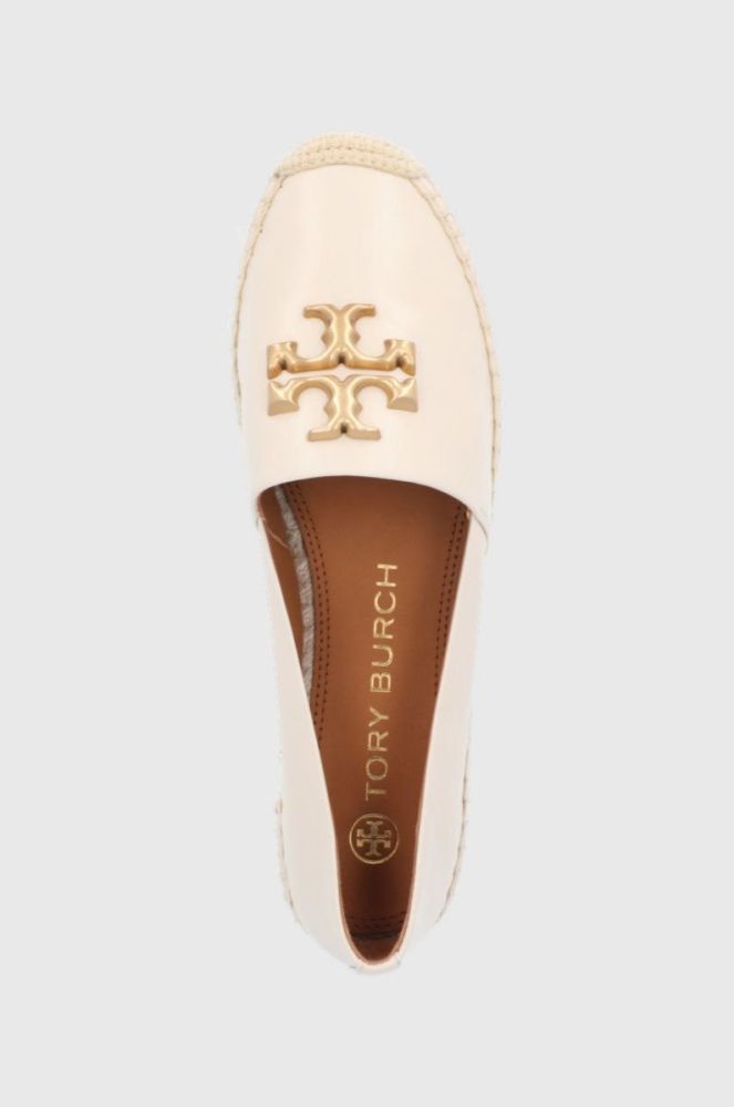 Шкіряні еспадрилі Tory Burch Eleanor Espadrille колір бежевий фото 4
