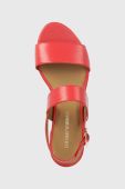 Шкіряні сандалі Emporio Armani жіночі колір червоний