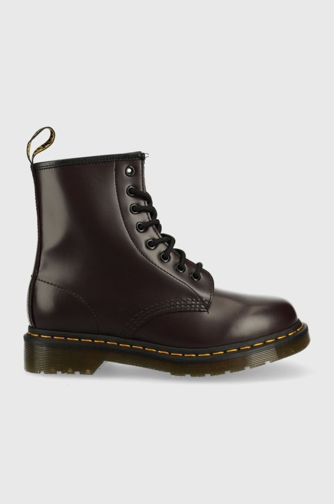 Шкіряні черевики Dr. Martens жіночі колір бордовий на платформі