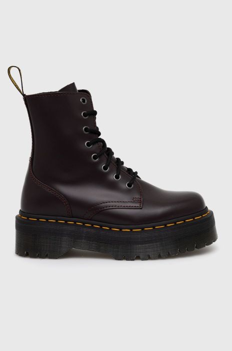 Шкіряні черевики Dr. Martens жіночі колір бордовий на плоскому ходу
