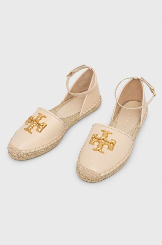 Шкіряні еспадрилі Tory Burch Eleanor Dorsay колір бежевий фото 2