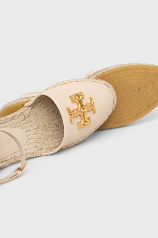 Шкіряні еспадрилі Tory Burch Eleanor Dorsay колір бежевий фото 4