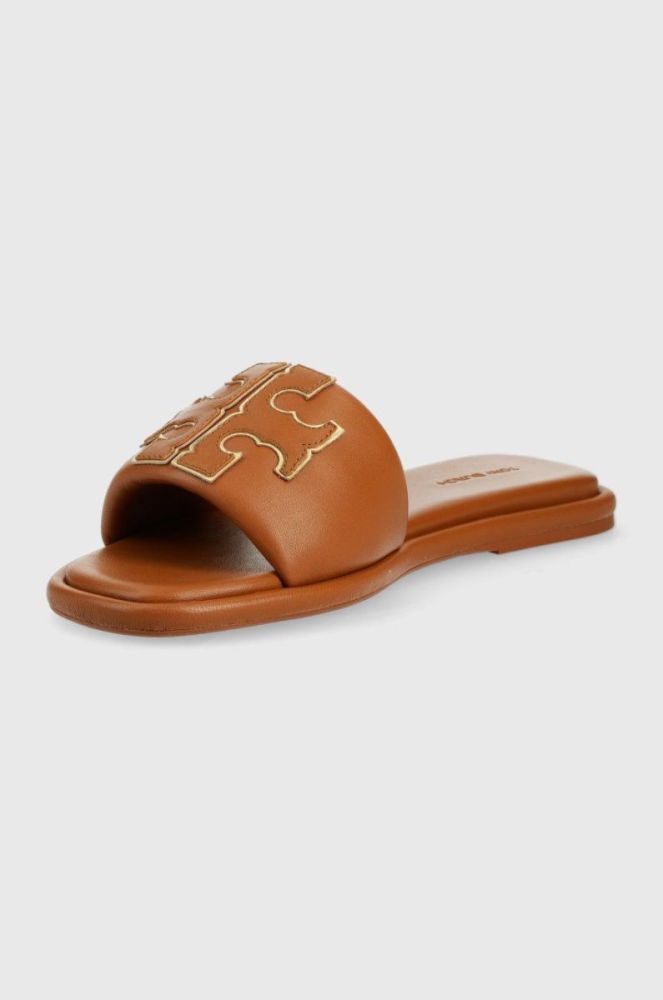 Шкіряні шльопанці Tory Burch жіночі колір коричневий фото 3