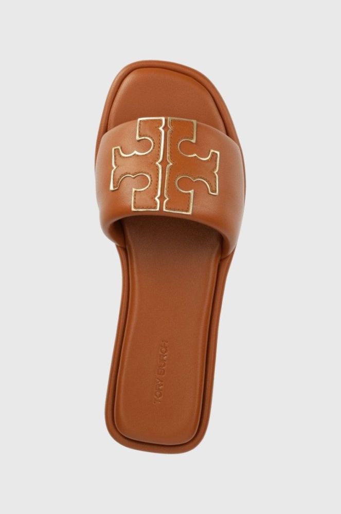 Шкіряні шльопанці Tory Burch жіночі колір коричневий фото 4
