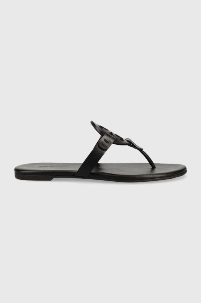 Шкіряні в'єтнамки Tory Burch жіночі колір чорний на плоскому ходу (2548537) фото 2