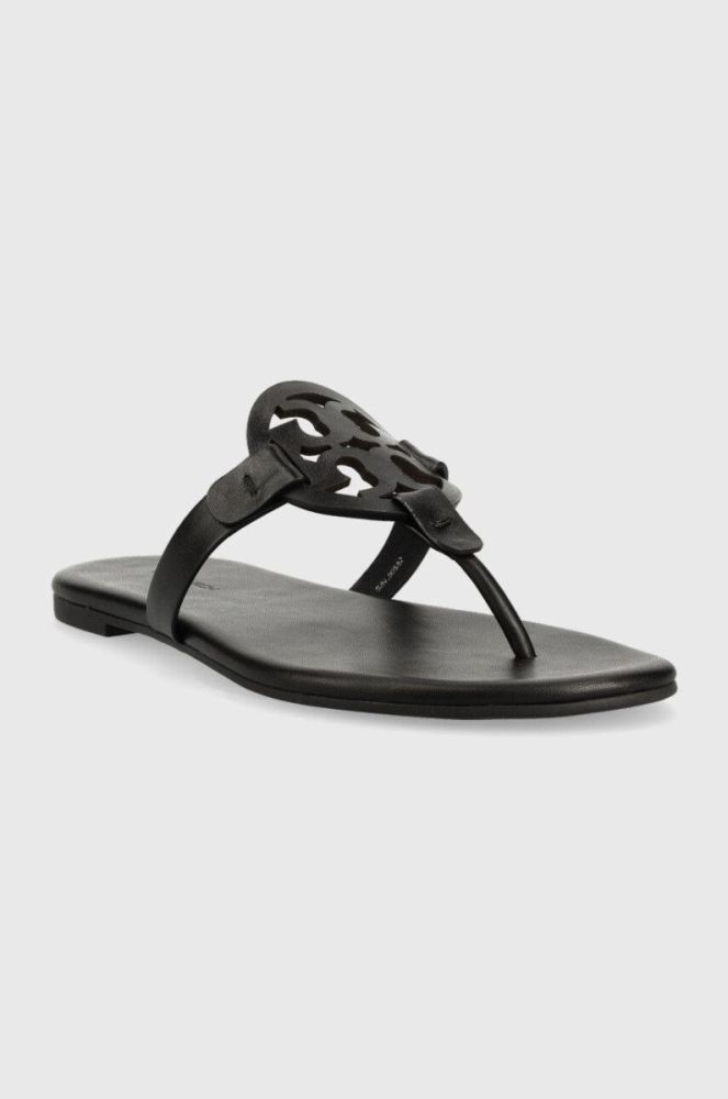 Шкіряні в'єтнамки Tory Burch жіночі колір чорний на плоскому ходу (2548537) фото 3