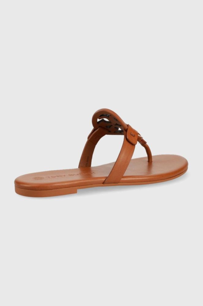 Шкіряні в'єтнамки Tory Burch жіночі колір коричневий на плоскому ходу фото 3