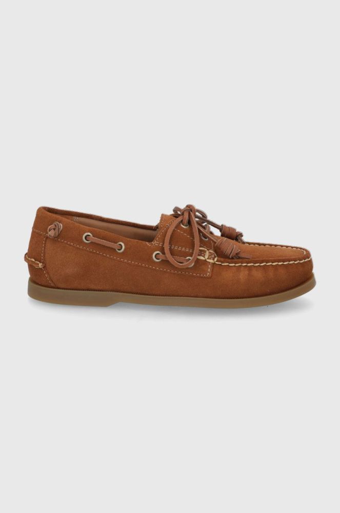 Замшеві мокасини Polo Ralph Lauren Merton чоловіче колір коричневий