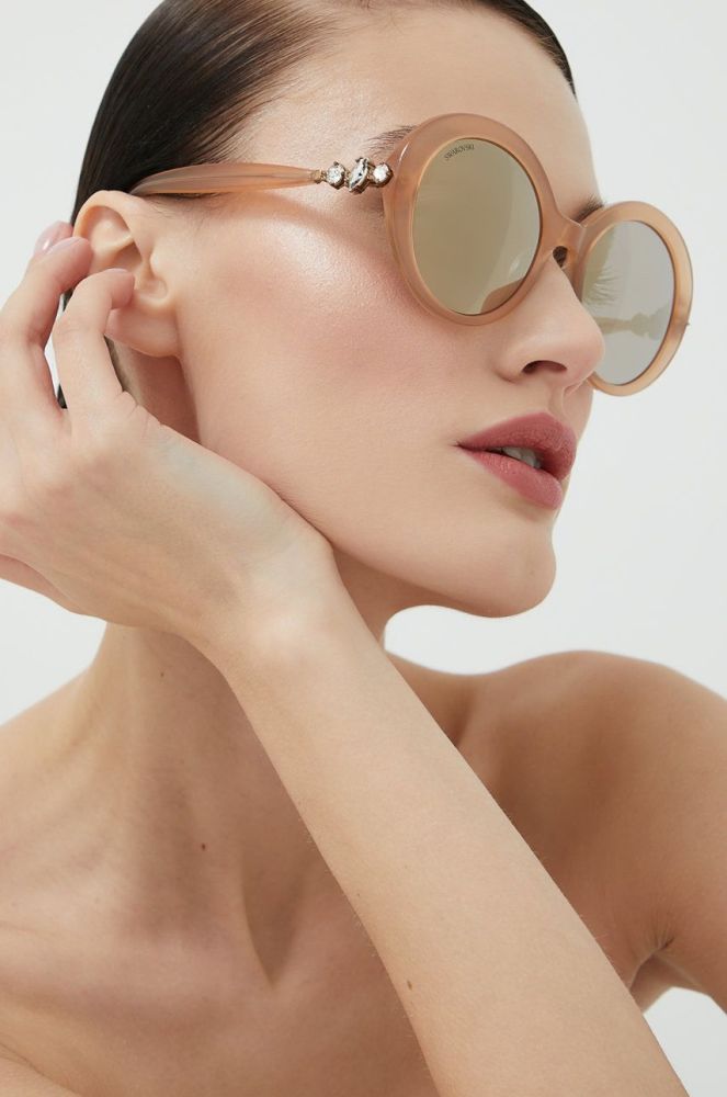 Сонцезахисні окуляри Swarovski жіночі колір срібний