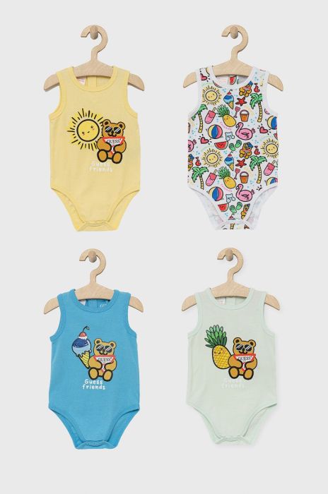 Боді для немовлят Guess (4-pack) колір блакитний Боді для немовлят Guess (4-pack) колір блакитний
