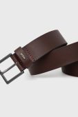 Шкіряний ремінь HUGO чоловічий колір коричневий (2348241)