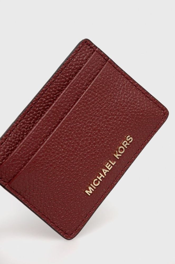 Шкіряний чохол на банківські карти MICHAEL Michael Kors жіночий колір бордовий фото 3