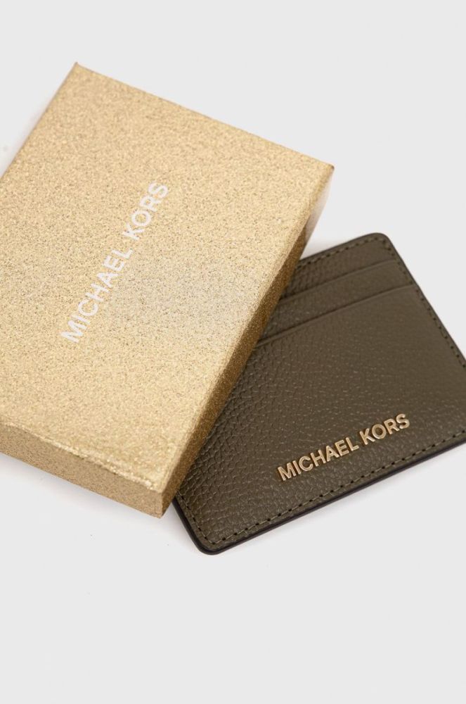 Шкіряний чохол на банківські карти MICHAEL Michael Kors жіночий колір зелений (2521106) фото 3