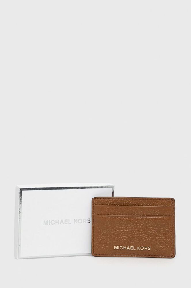 Шкіряний чохол на банківські карти MICHAEL Michael Kors жіночий колір коричневий (2429689) фото 4