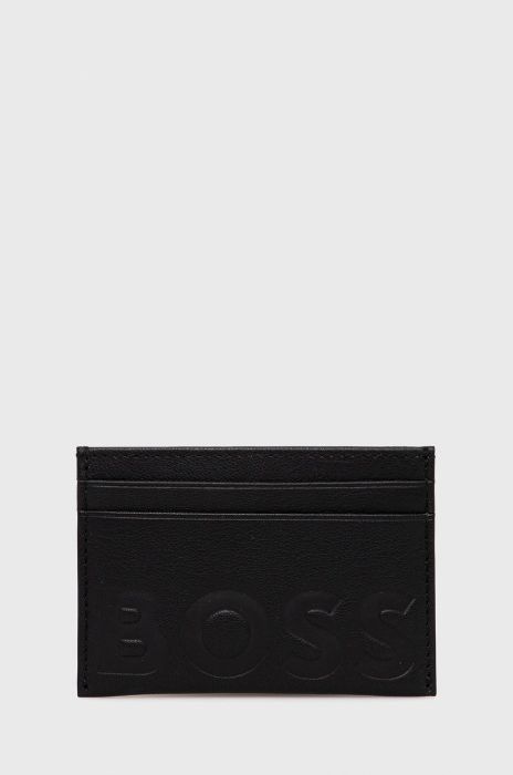 Шкіряний чохол на банківські карти BOSS чоловічий колір чорний (2366948)