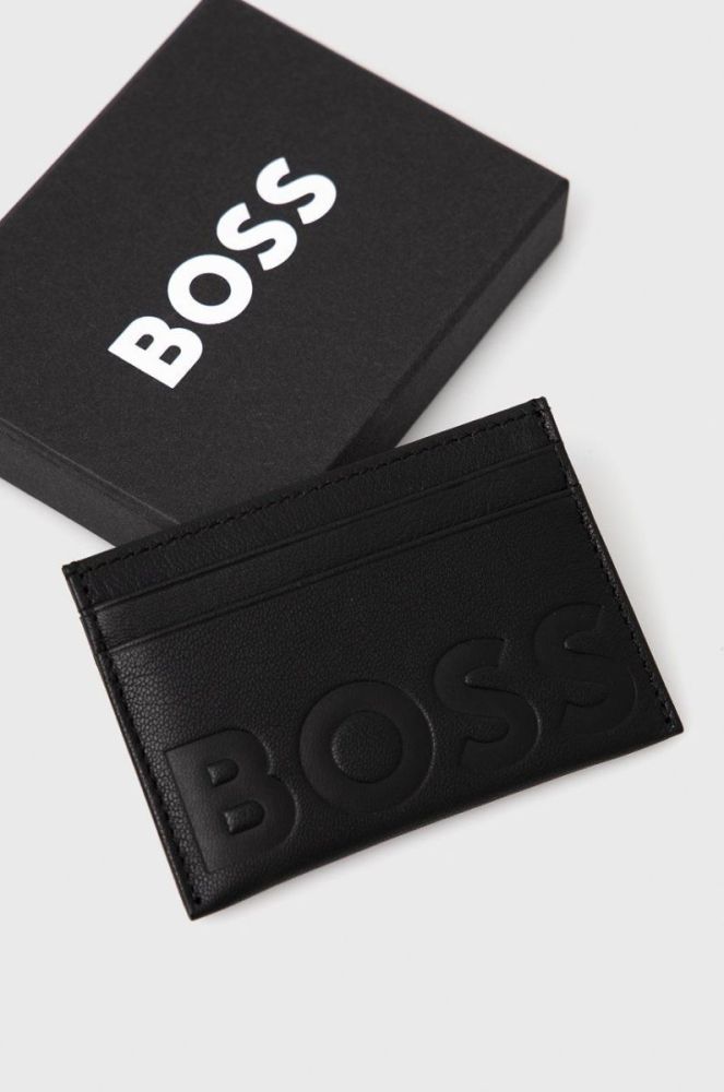 Шкіряний чохол на банківські карти BOSS чоловічий колір чорний (2366948) фото 3
