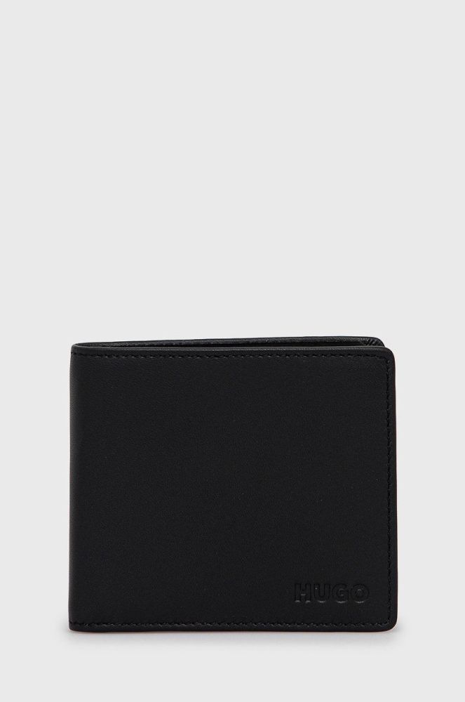 Шкіряний гаманець HUGO чоловічий колір чорний (2304885)