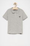Дитяче поло Guess колір сірий гладкий