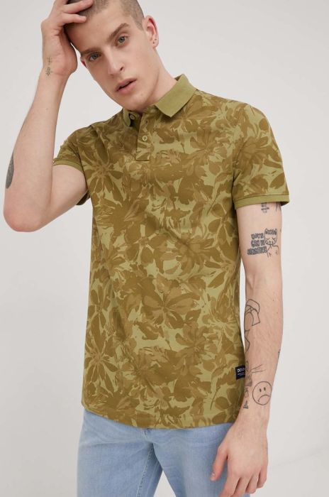 Бавовняне поло Tom Tailor колір зелений візерунок