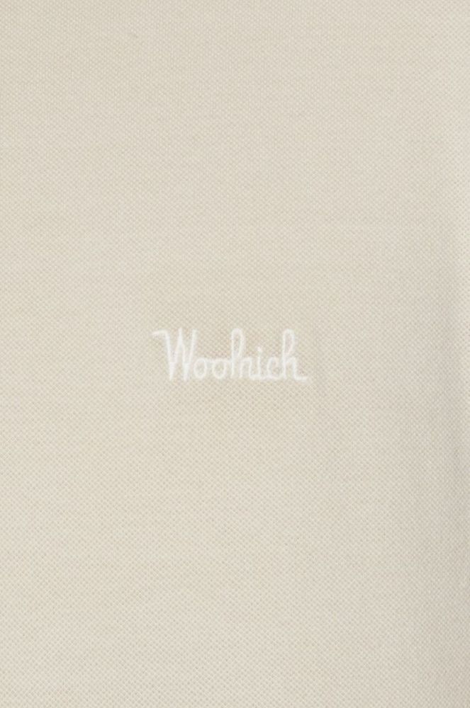 Поло Woolrich чоловічий колір бежевий однотонний фото 6
