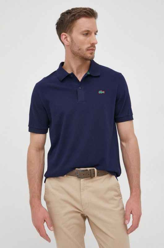 Бавовняне поло Lacoste колір синій однотонний PH2760-001